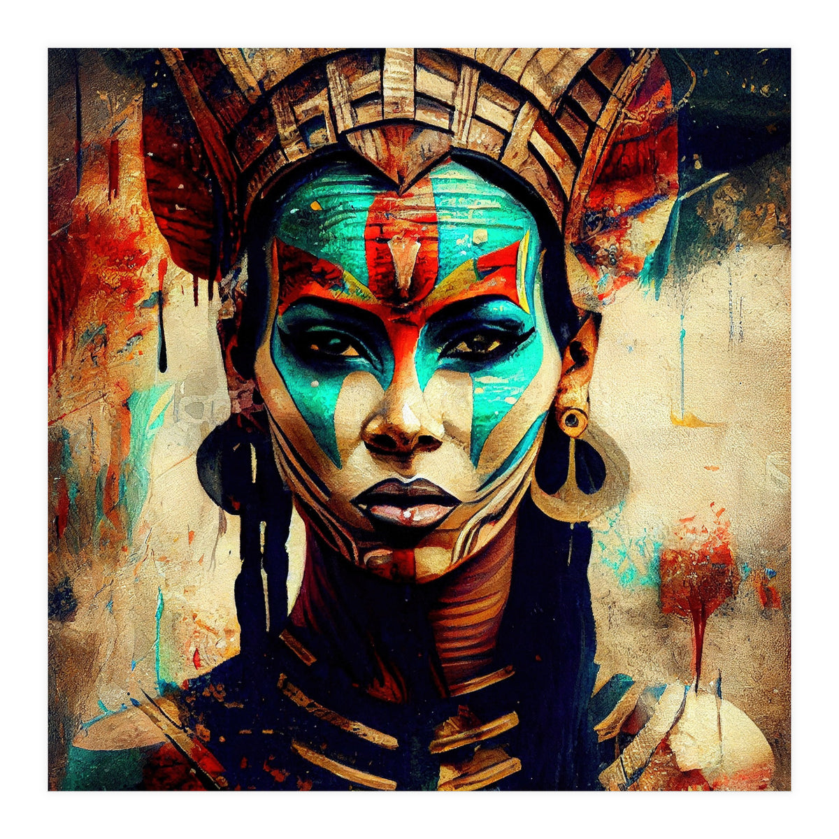 Armored Warrior Woman Portrait (Print Only)