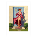 Pinup Girl With Accident At Her Door (Print Only) thumbnail