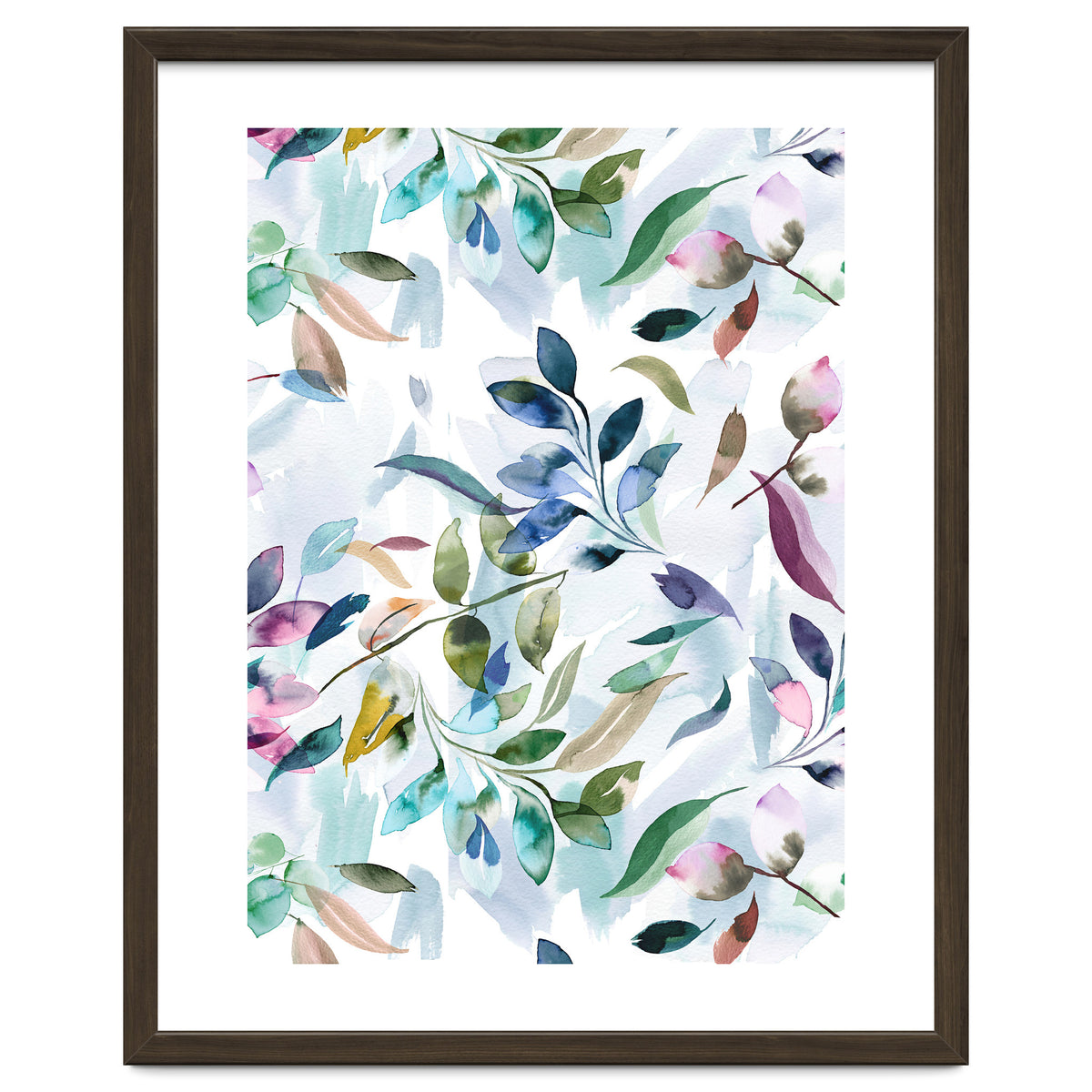 Watercolor Tranquility Leaves Mauve