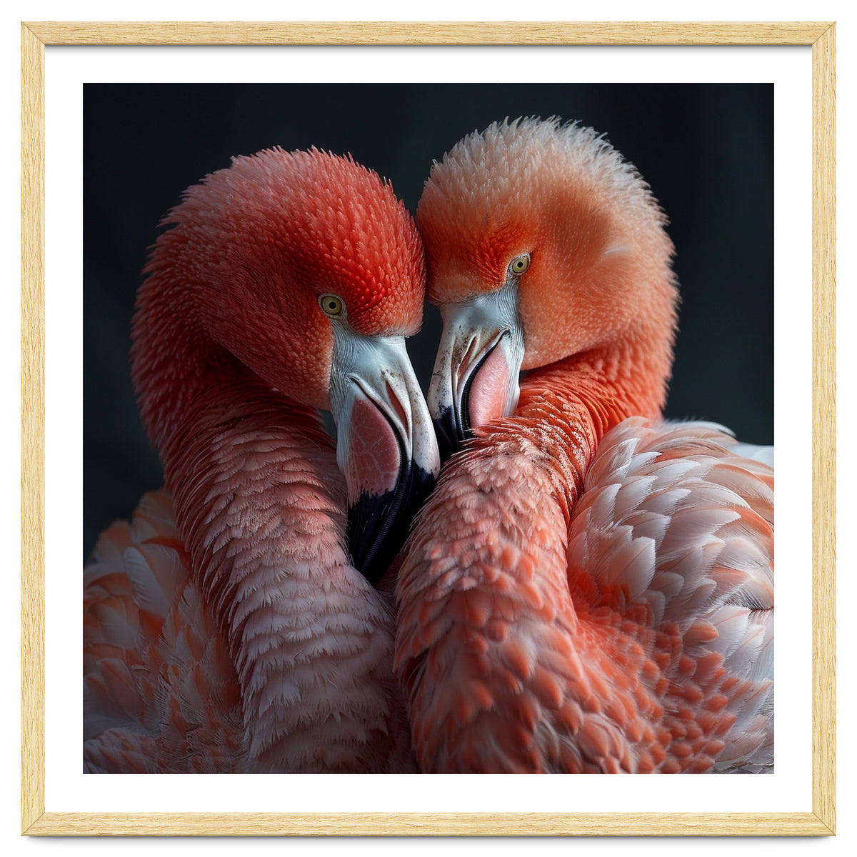 Two Flamingos Together Showing Affection