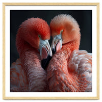 Two Flamingos Together Showing Affection