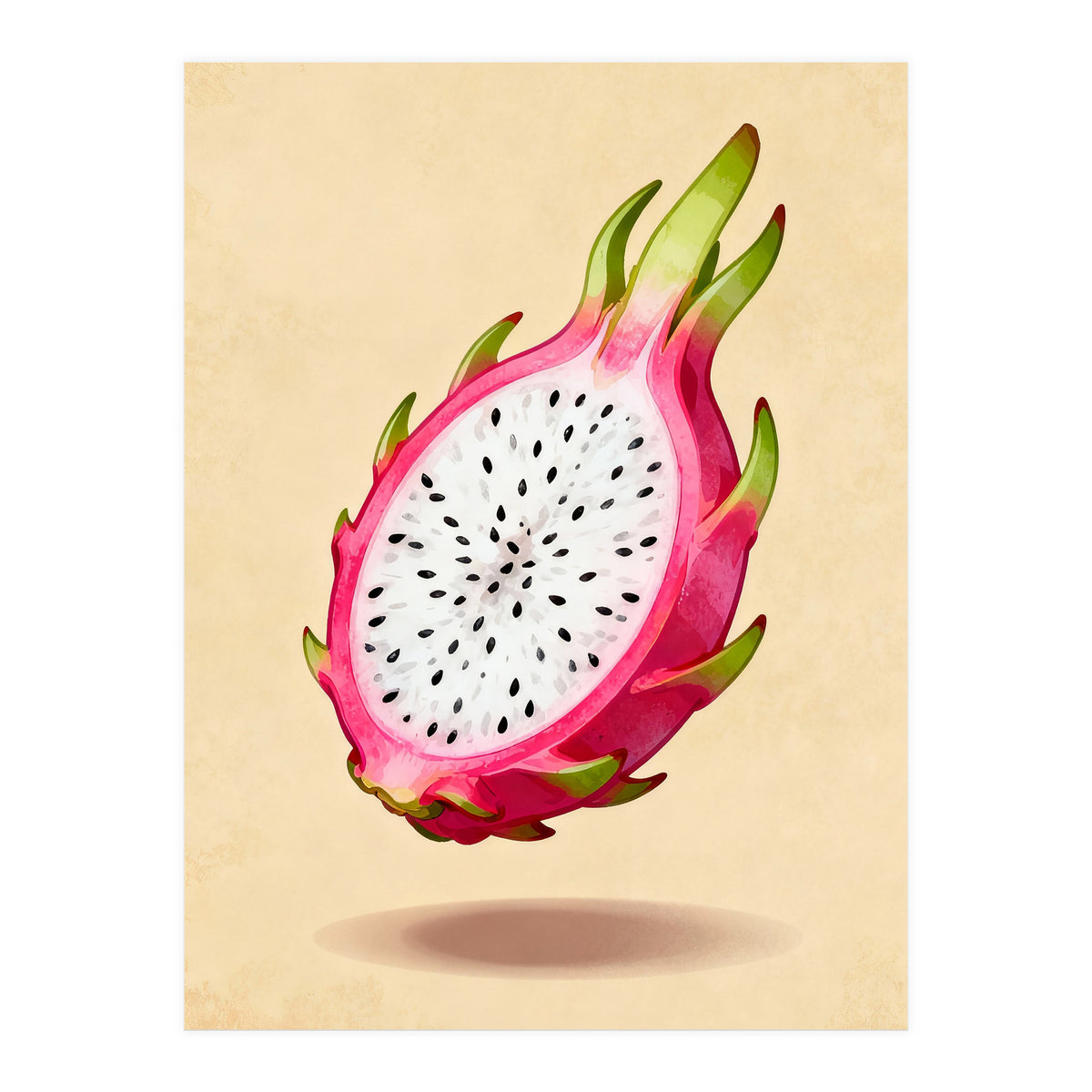 Dragonfruit, Watercolor Illustration, Tropical Pink Art (Print Only)
