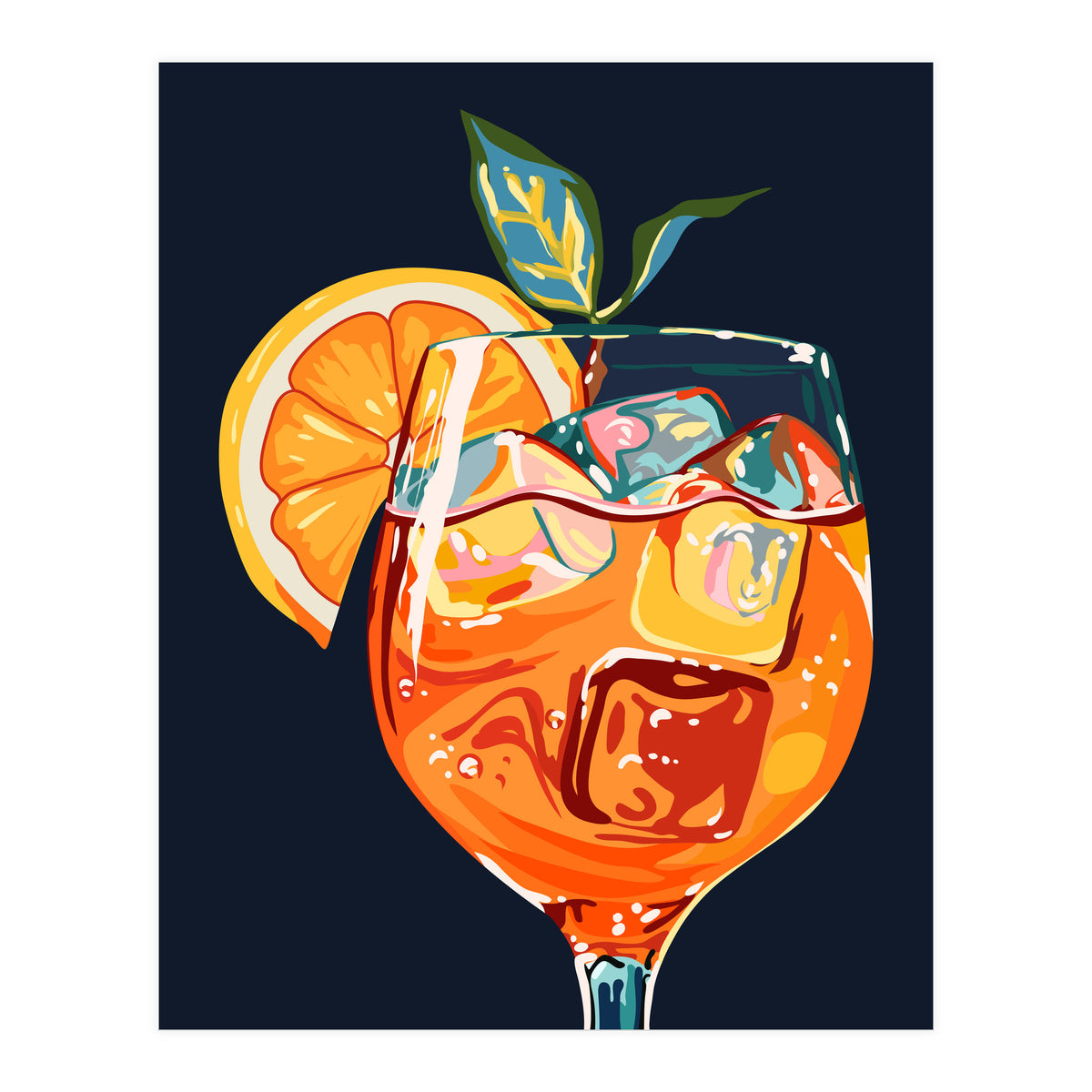 Hawaiian Cocktail, Fresh Orange Fruity Mimosa, Pop Of Color Food Bohemian Eclectic Modern Drink (Print Only)