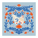 Blooming Chicken Blue And Orange (Print Only) thumbnail
