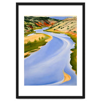 Georgia O’Keeffe – Chama River, Ghost Ranch (1937) | Serene Southwestern Landscape in Bold Modernist Forms