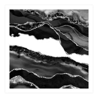 Black & Silver Agate Texture 06  (Print Only)