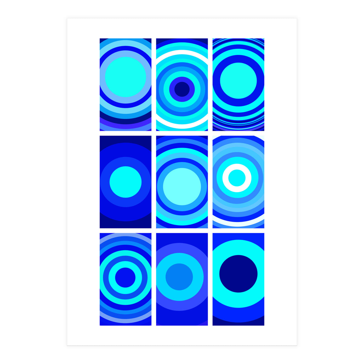 Circles & Rectangles Alt Blue 3 X 3: 2 (Print Only)