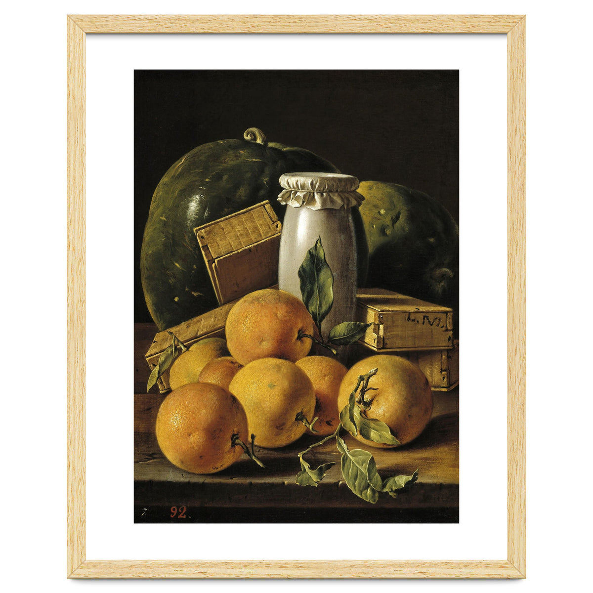 Luis Egidio Meléndez / 'Still Life of Oranges, Watermelon, a Pot, and Boxes of Cake', ca.  1760.