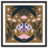 Pink Moth with Flowers on a brown background thumbnail