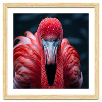 Close Up Flamingo Face With Water Droplets