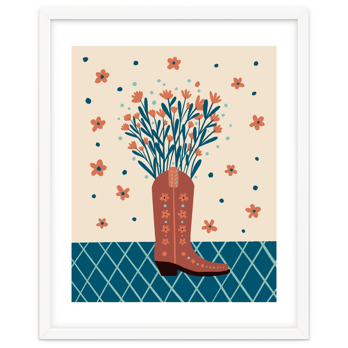 Mocha Cowboy boot with flowers