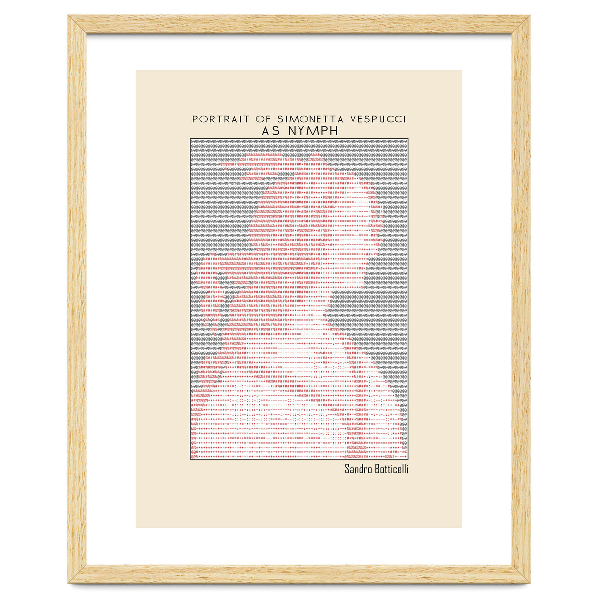 Portrait of Simonetta Vespucci as Nymph – Sandro Botticelli (ascii art)