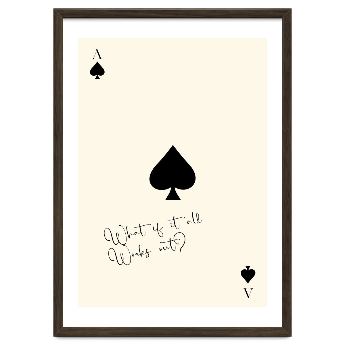 Ace of Spades Motivational Card Print, What If It All Works Out Poster