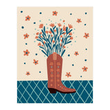 Mocha Cowboy boot with flowers (Print Only) thumbnail