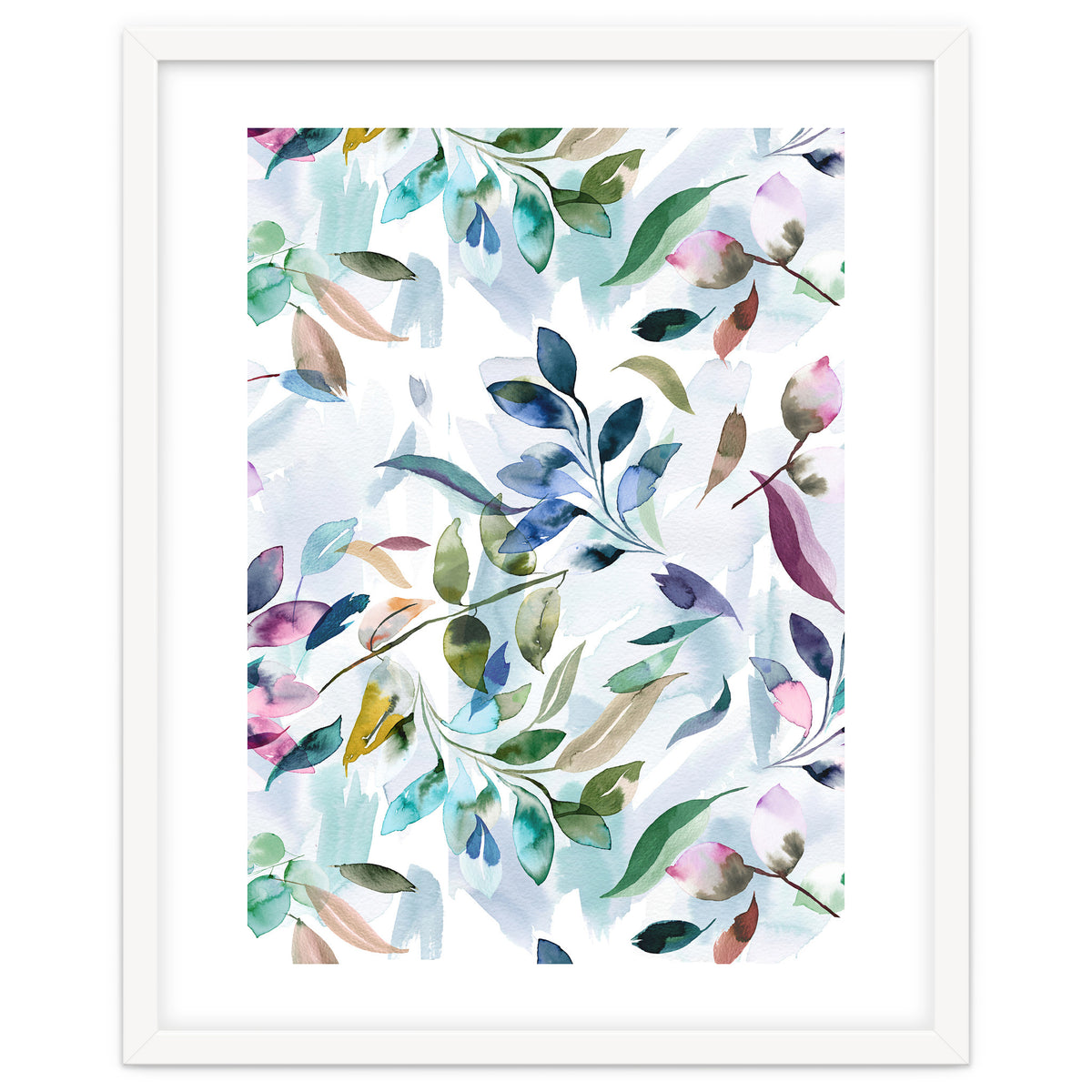 Watercolor Tranquility Leaves Mauve