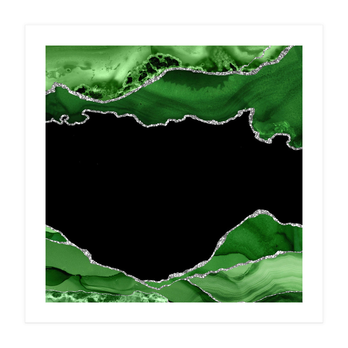 Green & Silver Agate Texture 04  (Print Only)