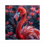 Vibrant Flamingo Portrait With Tropical Foliage (Print Only) thumbnail