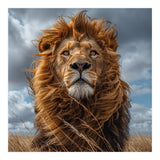 Majestic Lion Portrait Windblown Mane Outdoors (Print Only) thumbnail