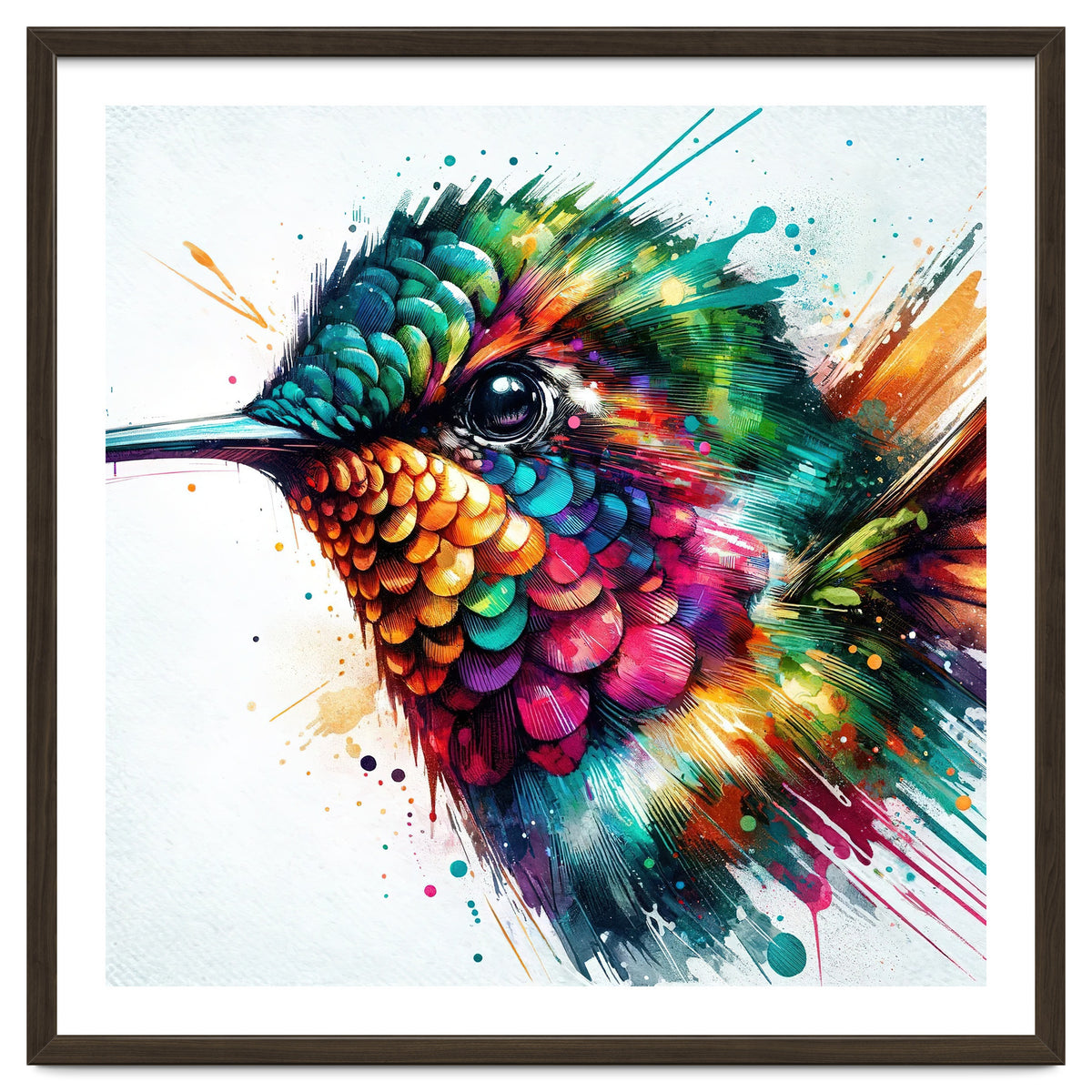 Watercolor Hummingbird Portrait