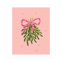 Mistletoe And Pink Bow (Print Only)