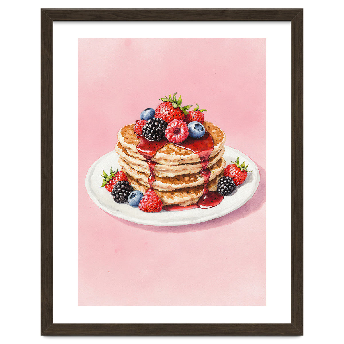 Berry Pancakes – Watercolor Breakfast Food