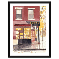Cozy Bookshop, Autumn Book Shop Street Art, LibraryBook Store