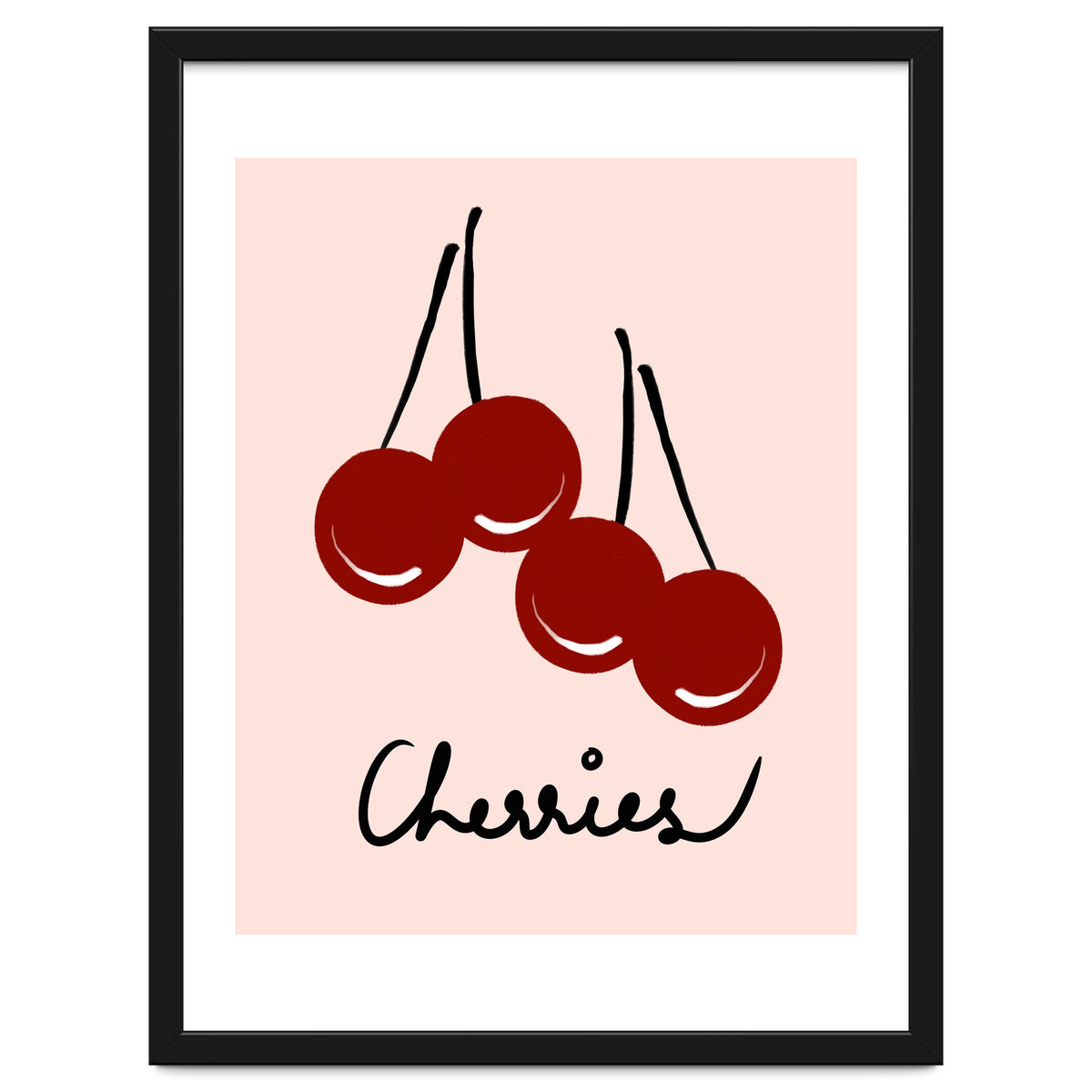 Cherries modern simple minimalistic red cute Fruit wall art