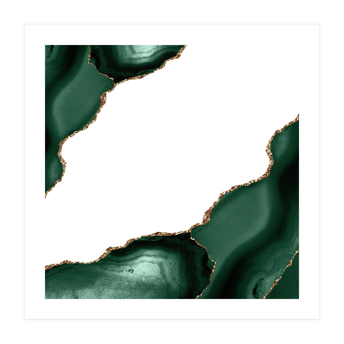 Emerald & Gold Agate Texture 16 (Print Only)