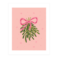 Mistletoe And Pink Bow (Print Only)
