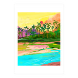 Tropical Backwaters Of Kerala, Nature Jungle Forest Landscape Painting, Dreamy Scenic Travel Lake Palm Bohemian (Print Only) thumbnail