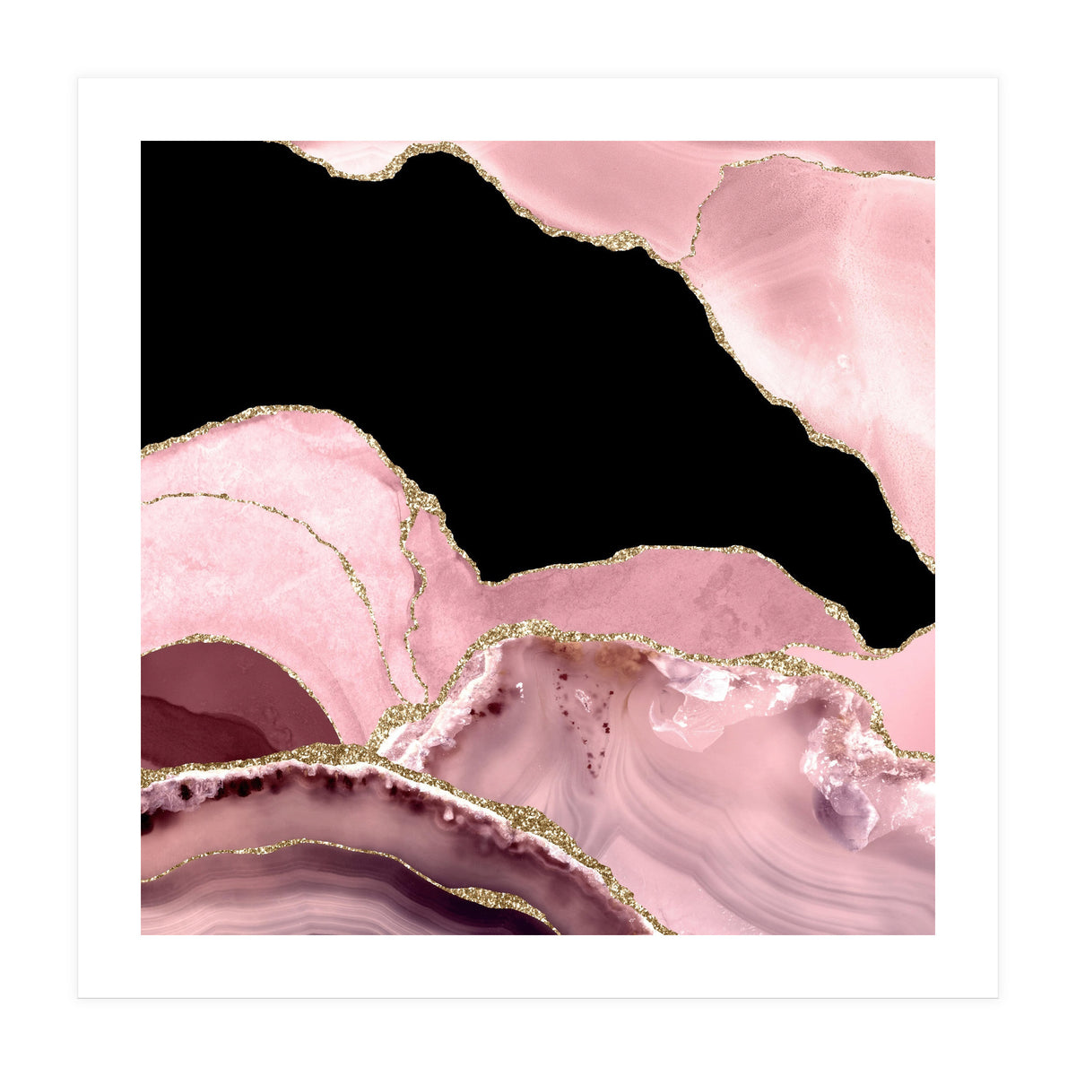 Blush & Gold Agate Texture 03  (Print Only)