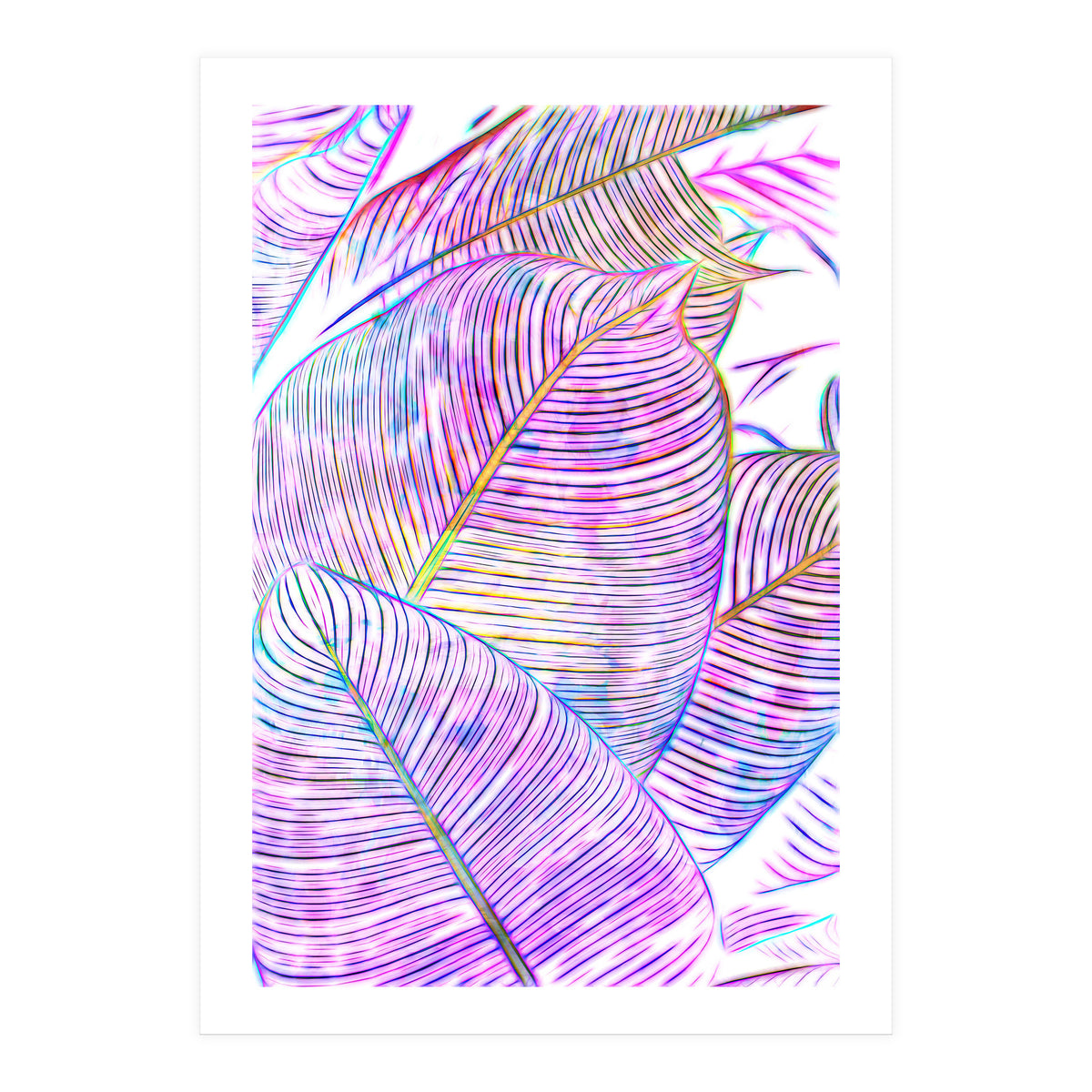 Pink Banana Leaves | Tropical Botanical Jungle | Ultraviolet Purple Nature Plants | Eclectic Forest (Print Only)