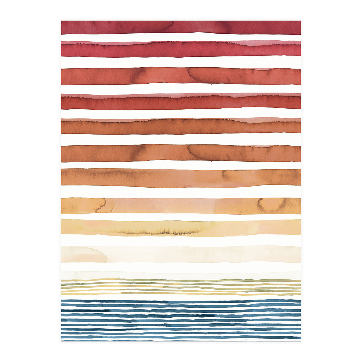 Watercolour Sunset Stripes Orange (Print Only)