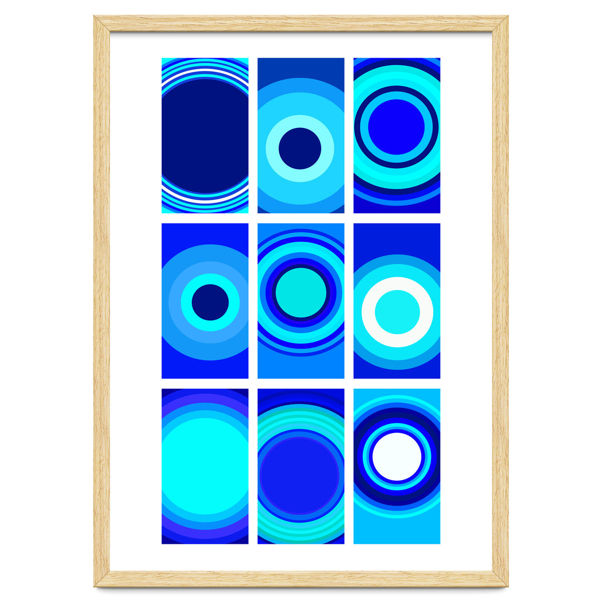 Circles & Rectangles Alt Blue 3 X 3: 1