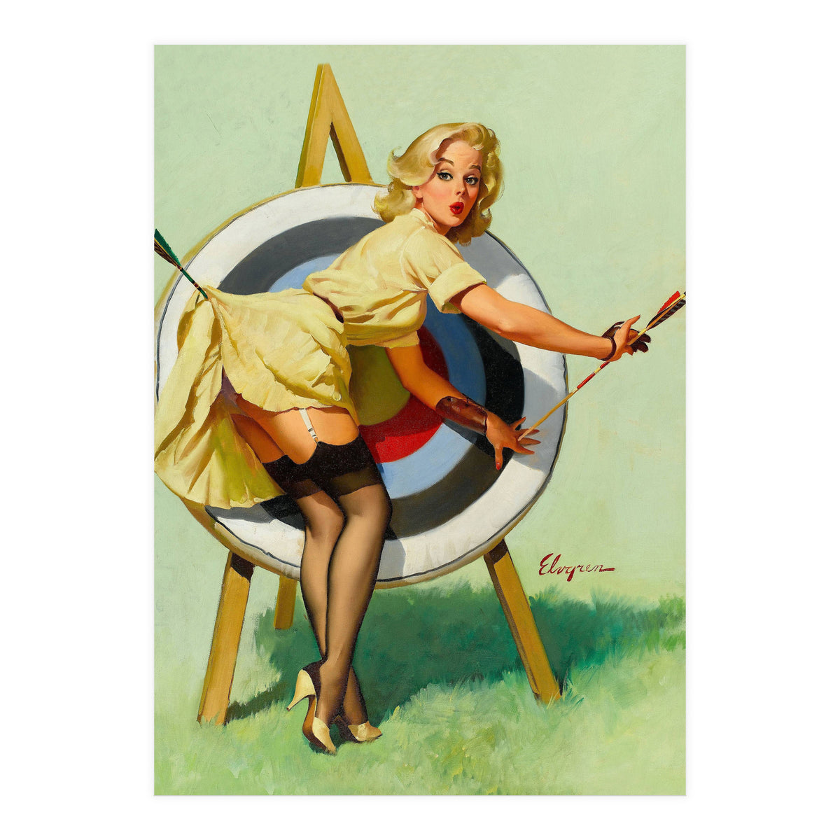 Pinup Sexy Girl On A Target (Print Only)
