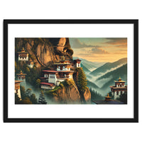 Vintage Bhutan, Mountain Monasteries Poster
