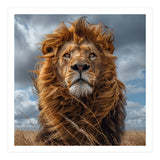 Majestic Lion Portrait Windblown Mane Outdoors (Print Only) thumbnail
