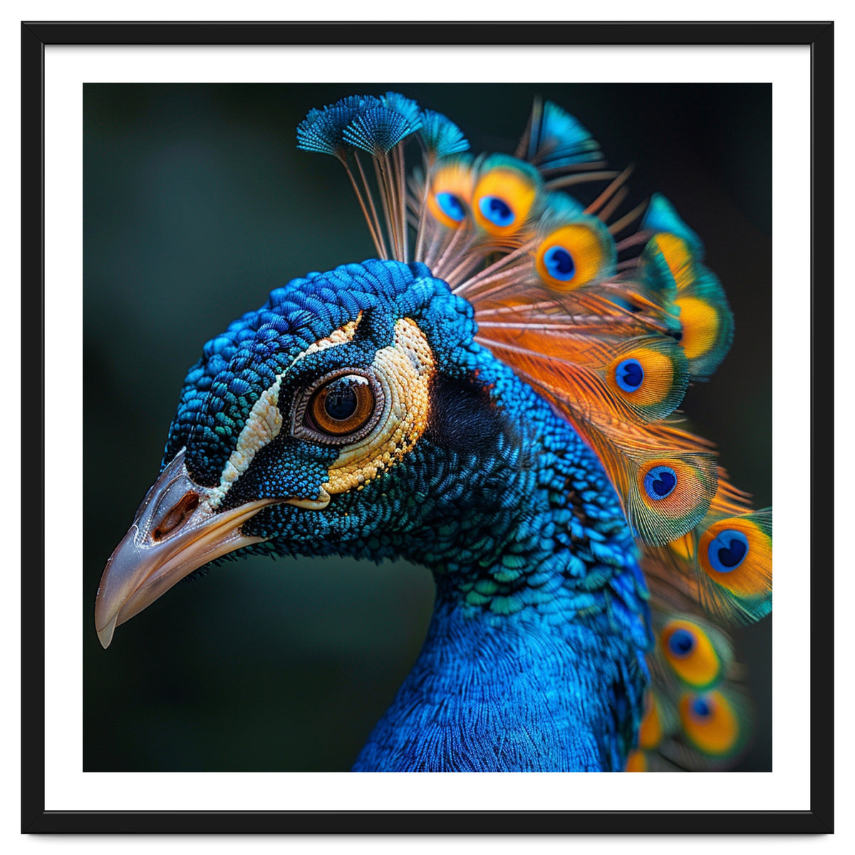 Peacock Bird Portrait Detailed Feathers Vibrant Colors