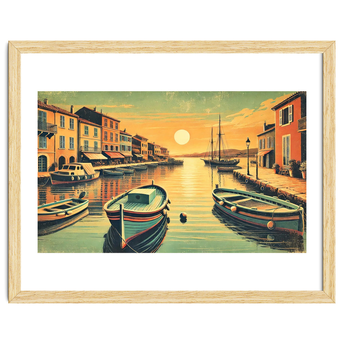 Vintage Harbor Sunset Poster