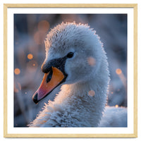 Close Up Frosty Swan Head During Golden Hour