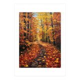 Sun-Drenched Golden Forest Path with Vibrant Autumn Foliage (Print Only) thumbnail