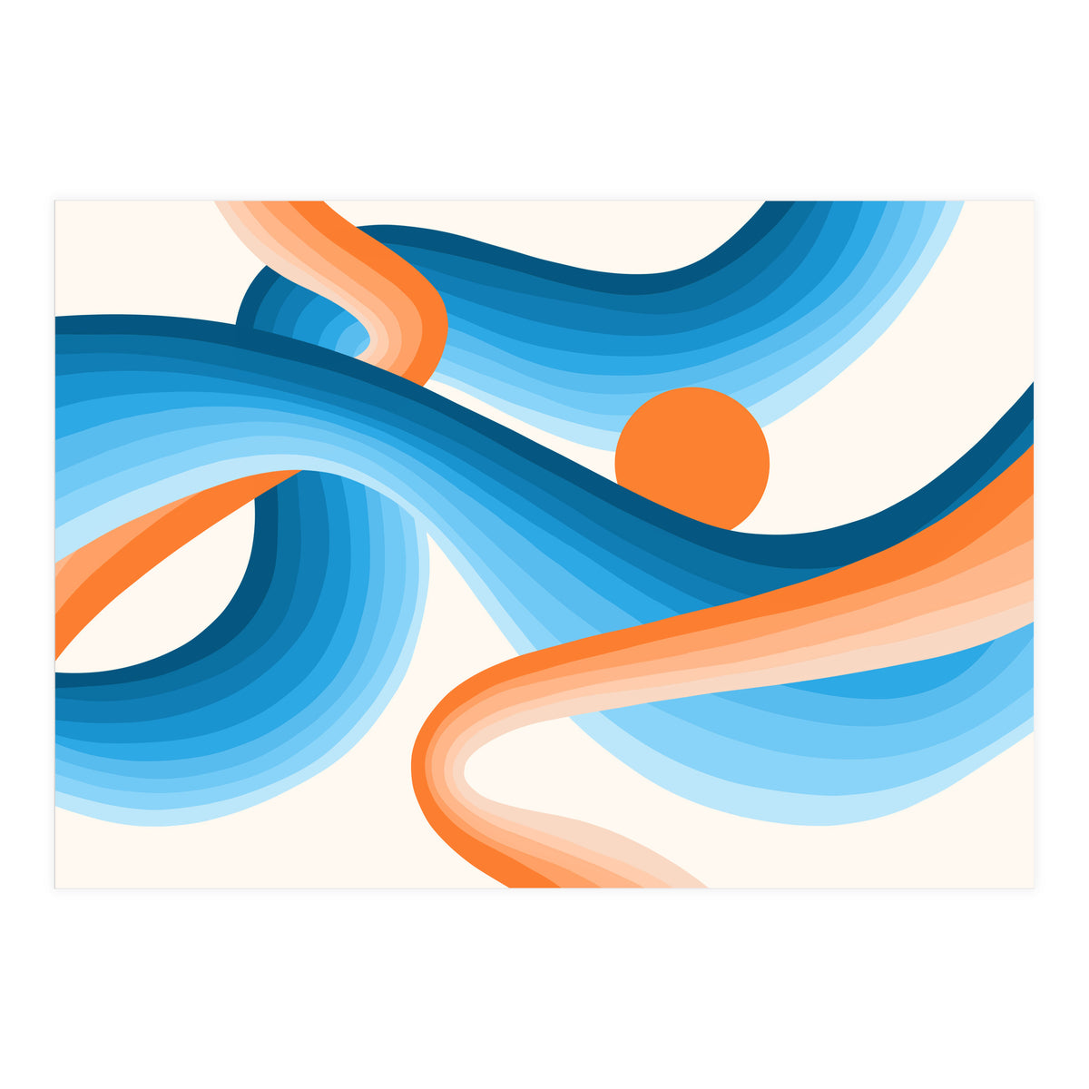 Rise, Abstract Retro Sunrise, Modern Bohemian Space, Concept Graphic Sky, Eclectic Nature (Print Only)