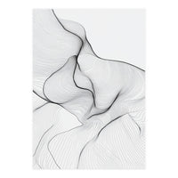 Abstract Black And White Flowing Lines Organic Form (Print Only)