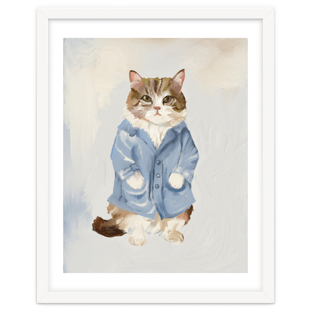 Sir James fluffy Tom cat in his blue pajamas oils