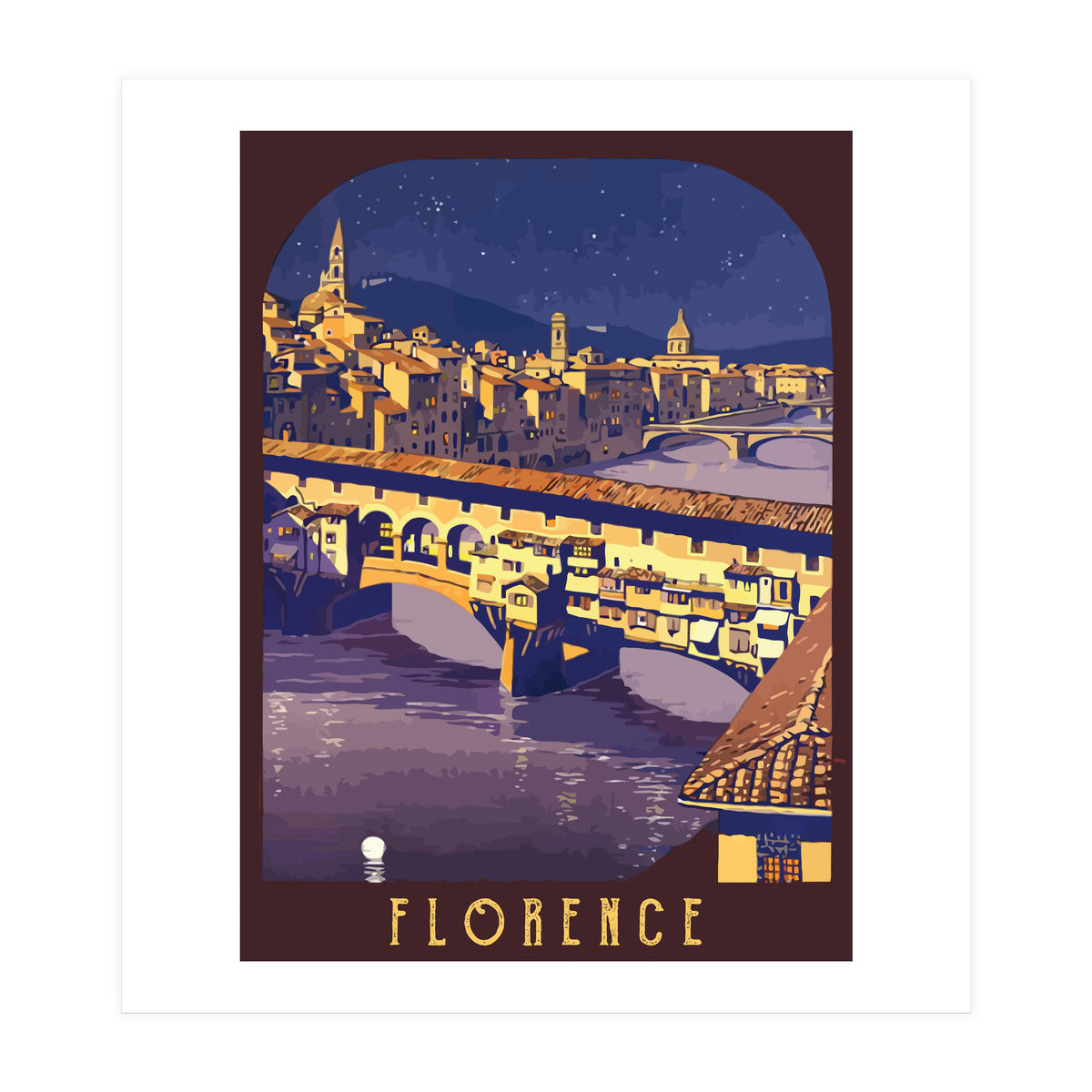Florence At Night, The Bridge (Print Only)
