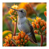 Hummingbird Perched On Orange Flowers (Print Only) thumbnail
