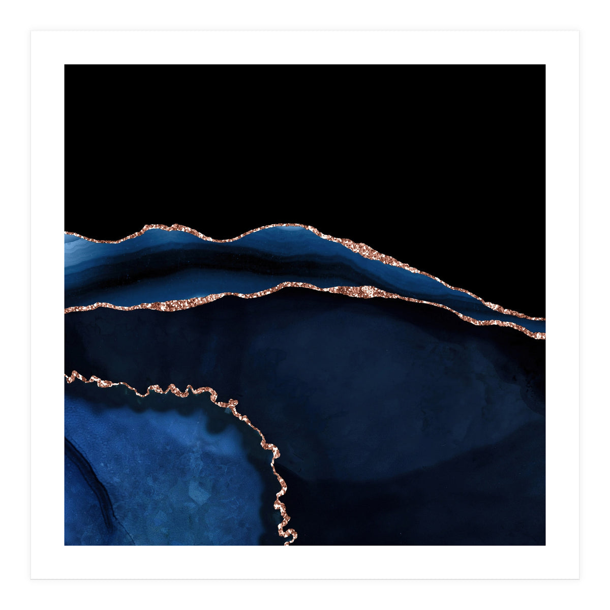 Navy & Rose Gold Agate Texture 05 (Print Only)