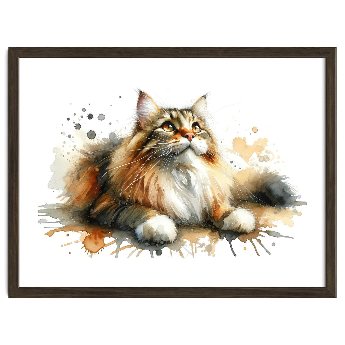 Majestic Cat With Watercolor Splashes