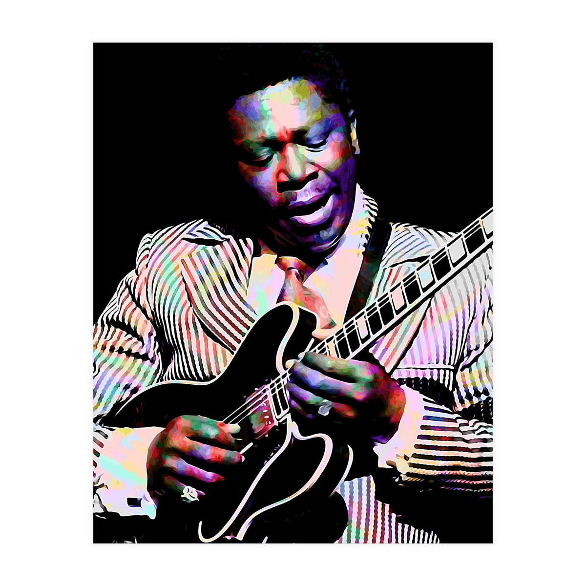 BB King. American Blues Guitarist in Colorful Art (Print Only)