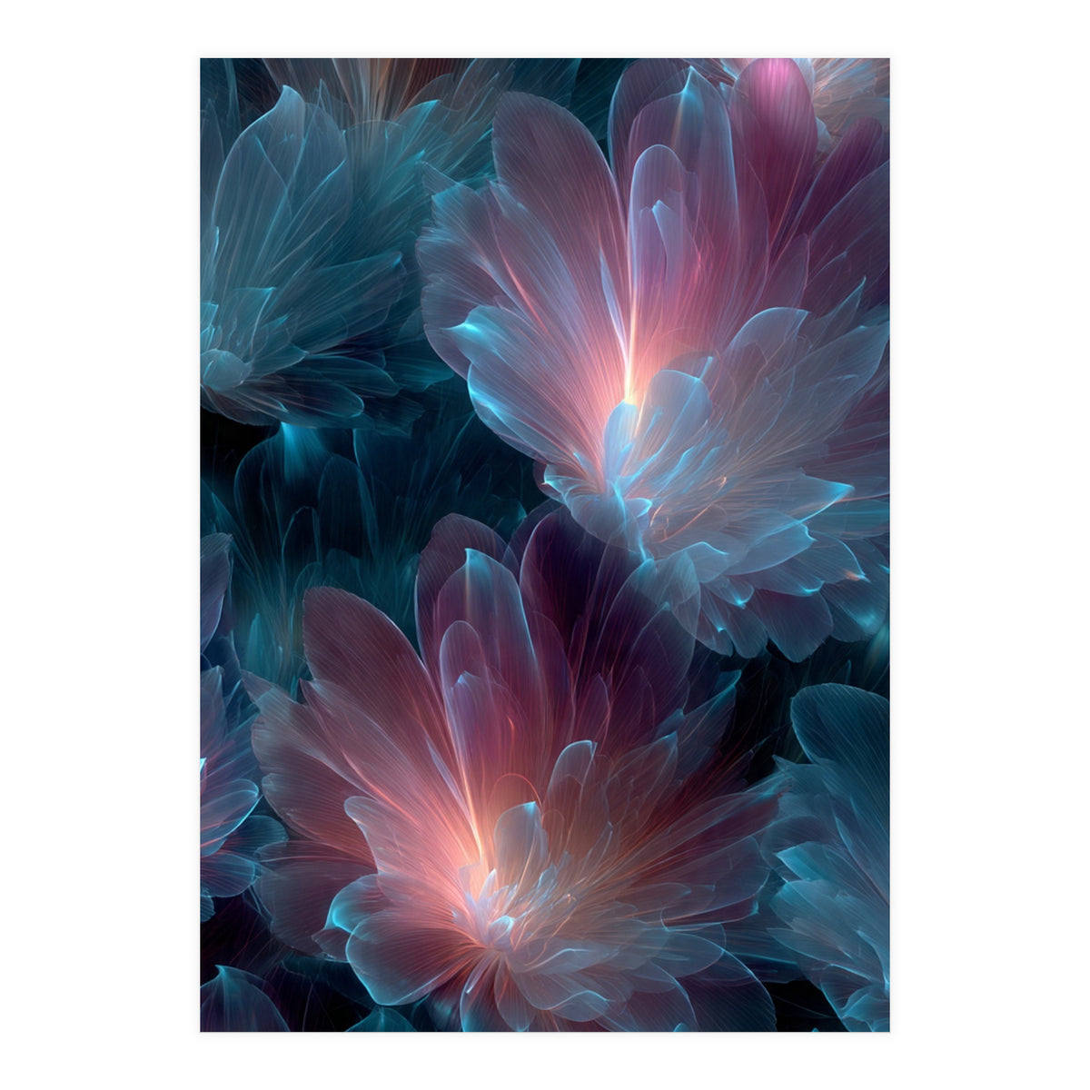 Luminous Bioluminescent Floral Abstract (Print Only)